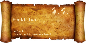 Honti Ida névjegykártya